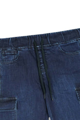 Girls Dark Blue Wide Leg Eight Pocket Trouser